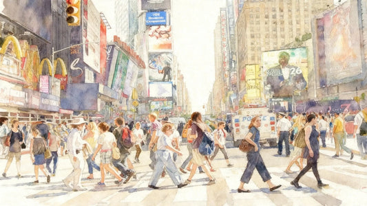 people walking to a flea market in midtown manhattan